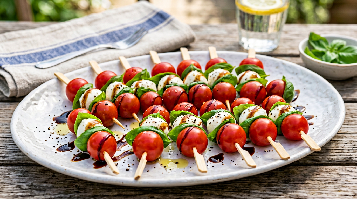 Friss caprese saláta mozzarellával és bazsalikommal